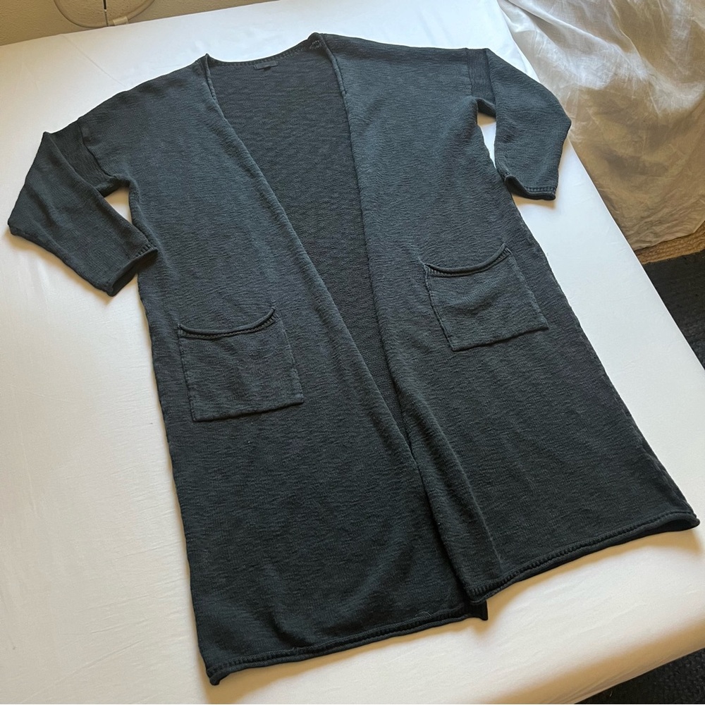 IT IS WELL L.A. black chunky knit buttonless long line cardigan